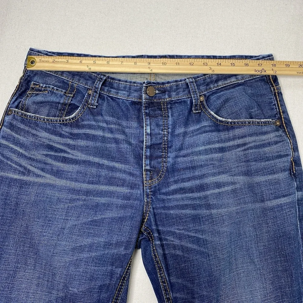 BKE Derek Straight Leg Jeans‎ Men's 36R 36x32 Dark Blue Wash Denim Button Fly